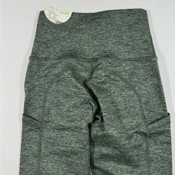 New OFFLINE By Aerie The Hugger High Waisted Pocket Legging Green Heather  XS - Picture 2 of 5